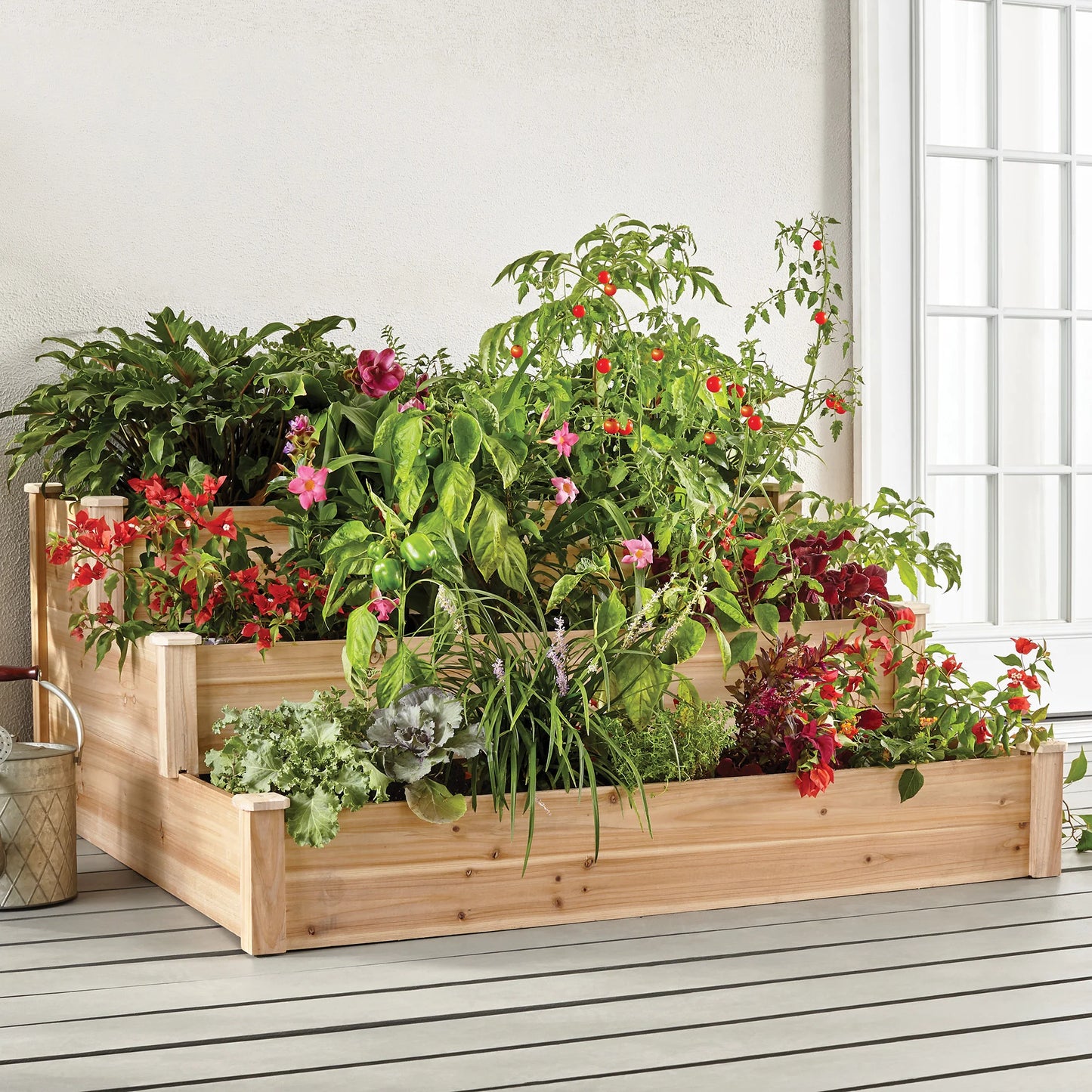 3 Tier Cedar Raised Garden Bed, Natural Plant Pot - Shutter Shop Emporium