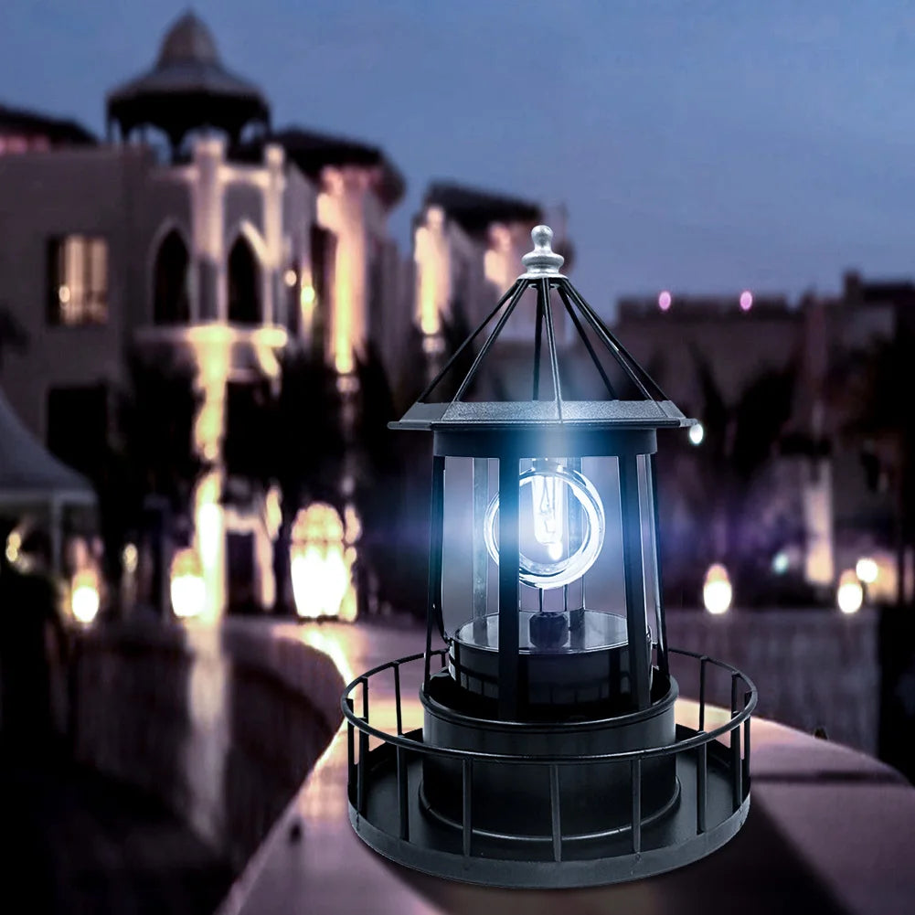 LED Rotating Lighthouse Solar Light Outdoor Rotating Beam Sensor - Shutter Shop Emporium