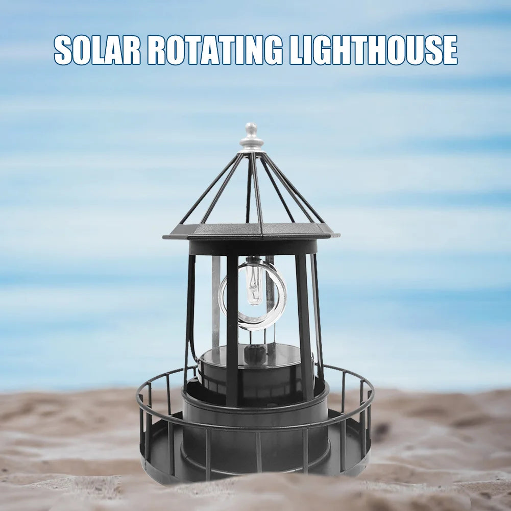 LED Rotating Lighthouse Solar Light Outdoor Rotating Beam Sensor - Shutter Shop Emporium