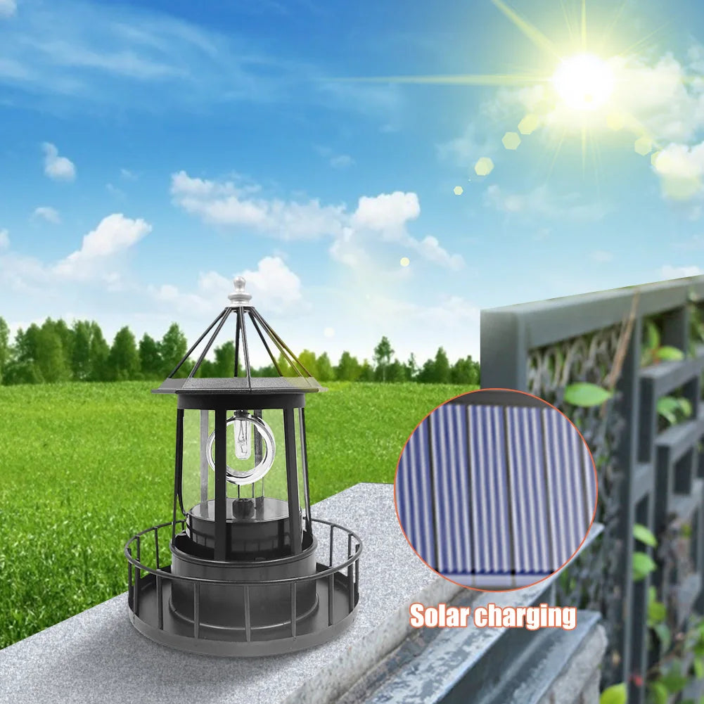 LED Rotating Lighthouse Solar Light Outdoor Rotating Beam Sensor - Shutter Shop Emporium