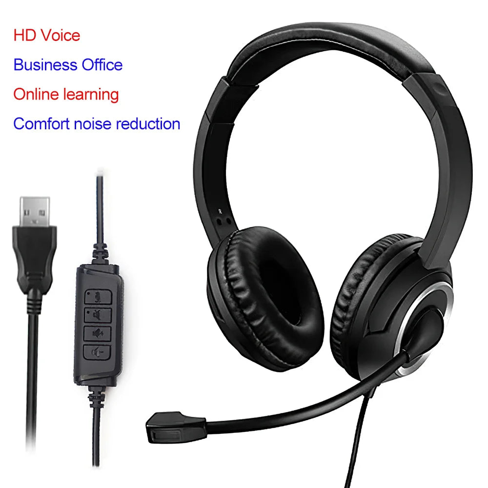 Wired USB Headset Call Center Headphones - Shutter Shop Emporium