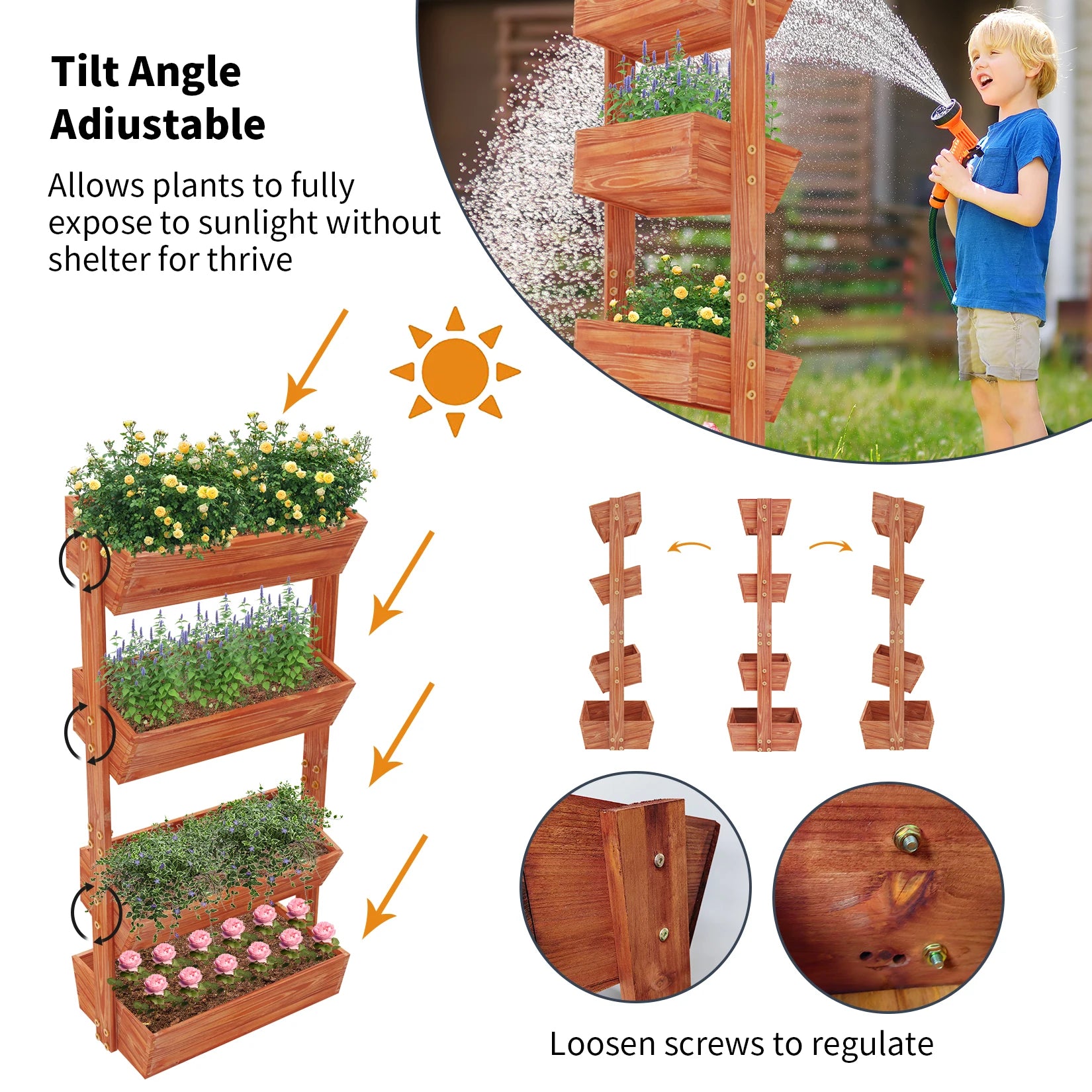 4-Tier Raised Garden Bed, Vertical Flower Pots Rack - Shutter Shop Emporium