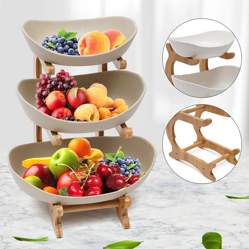 Three Layer Ceramic Plate Modern Style Bowls Fruit Vegetable Basket Holder - Shutter Shop Emporium