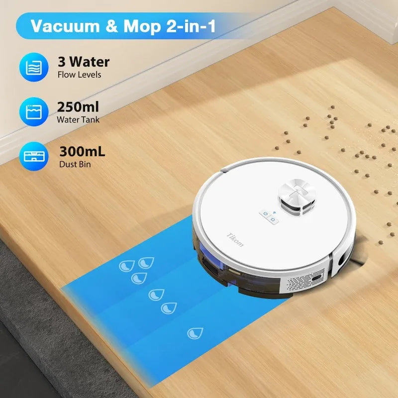 Tikom Robot Vacuum and Mop Combo, Smart Mapping, - Shutter Shop Emporium