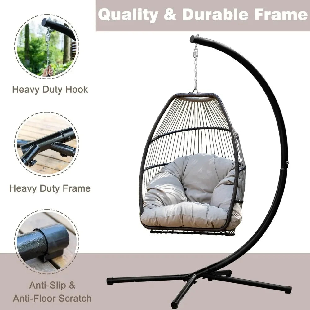 Hanging Swing Chair UV Resistant Cushion With Stand - Shutter Shop Emporium