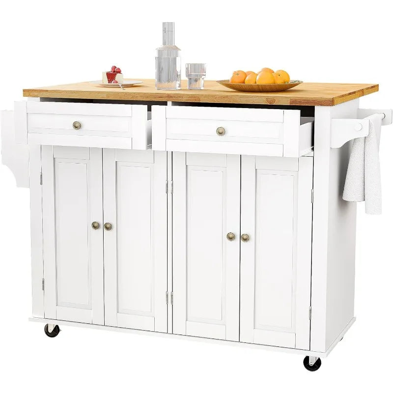 Rolling Mobile Kitchen Island Table on Wheels with Drawer and Storage - Shutter Shop Emporium