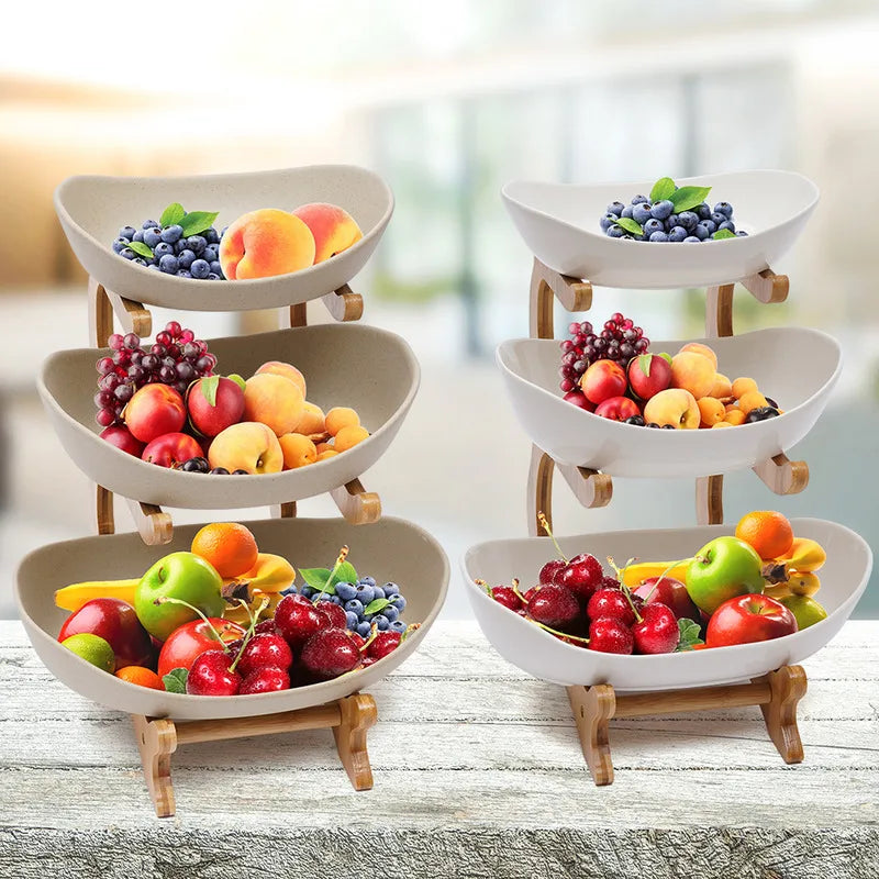 Three Layer Ceramic Plate Modern Style Bowls Fruit Vegetable Basket Holder - Shutter Shop Emporium