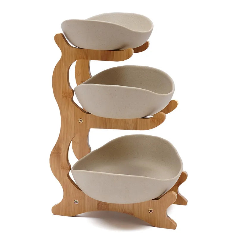 Three Layer Ceramic Plate Modern Style Bowls Fruit Vegetable Basket Holder - Shutter Shop Emporium