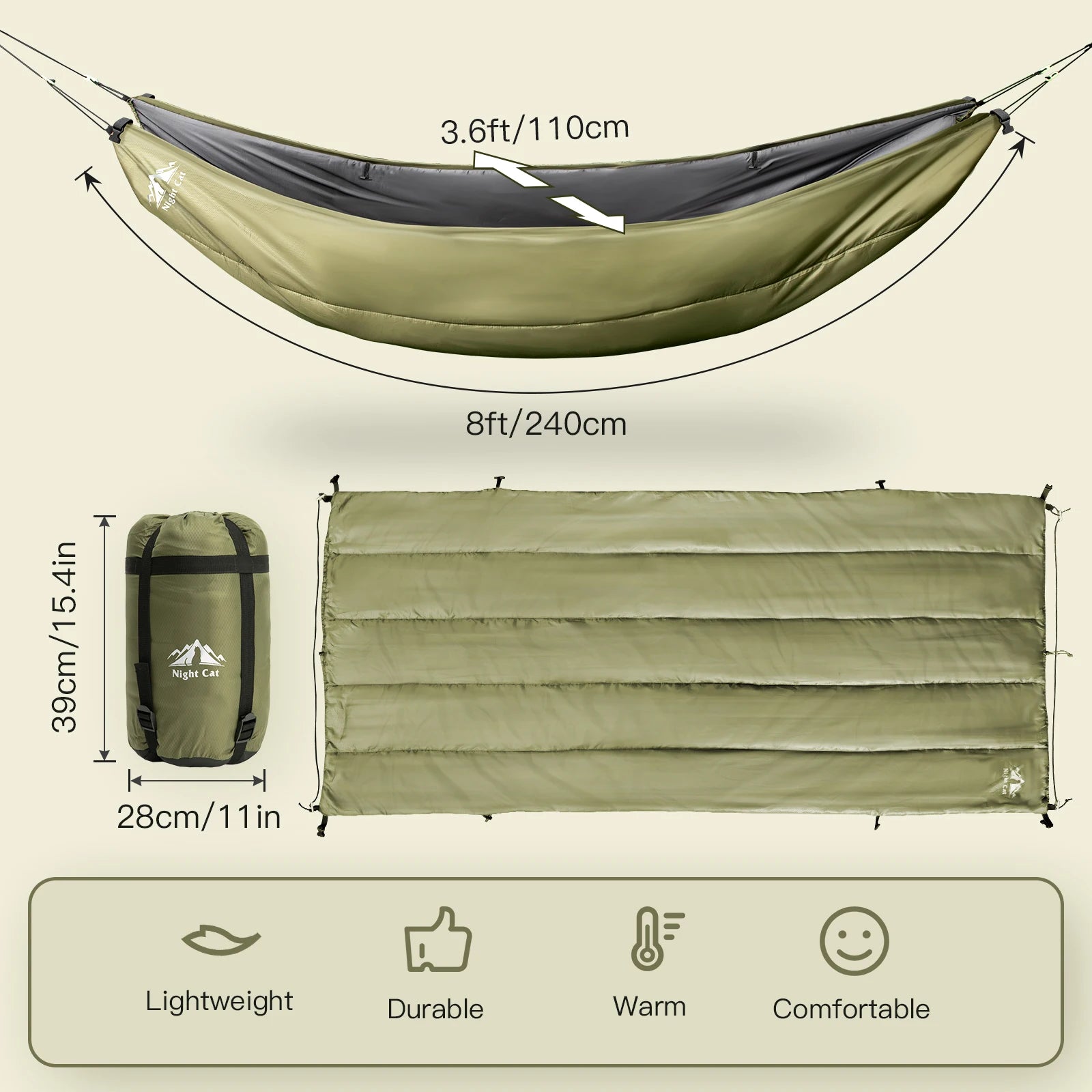 Camping Warm Underquilt Light Portable Outdoor Parachute Hammock - Shutter Shop Emporium