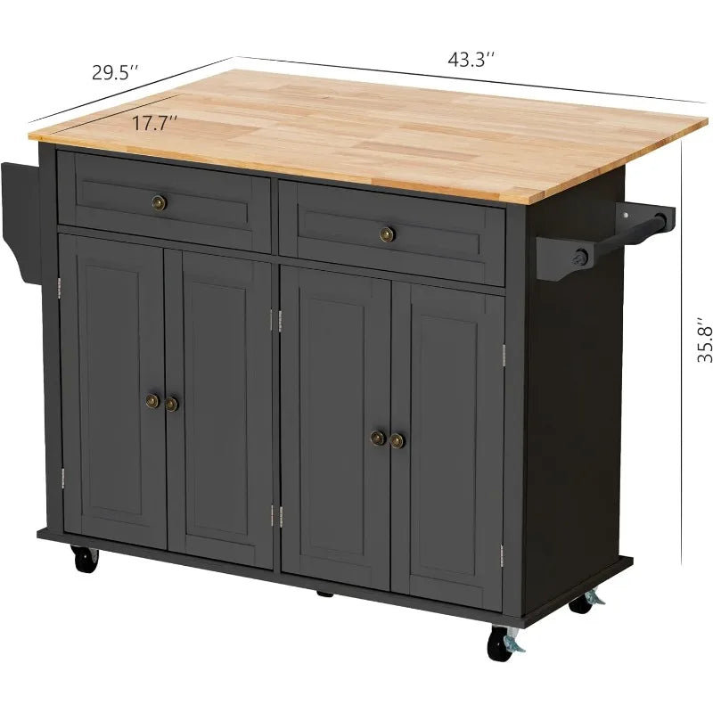 Rolling Mobile Kitchen Island Table on Wheels with Drawer and Storage - Shutter Shop Emporium