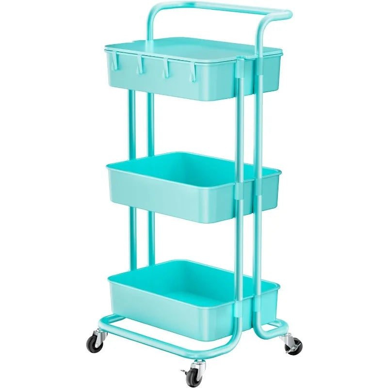 3 Tier Rolling Cart with Table Top, Utility Cart with Wheels - Shutter Shop Emporium