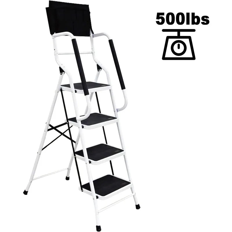 Step Ladder 4 Step with Handrails 500 lb Capacity - Shutter Shop Emporium