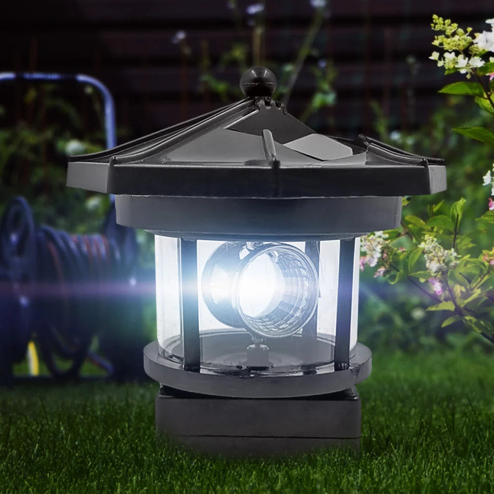 LED Rotating Lighthouse Solar Light Outdoor Rotating Beam Sensor - Shutter Shop Emporium