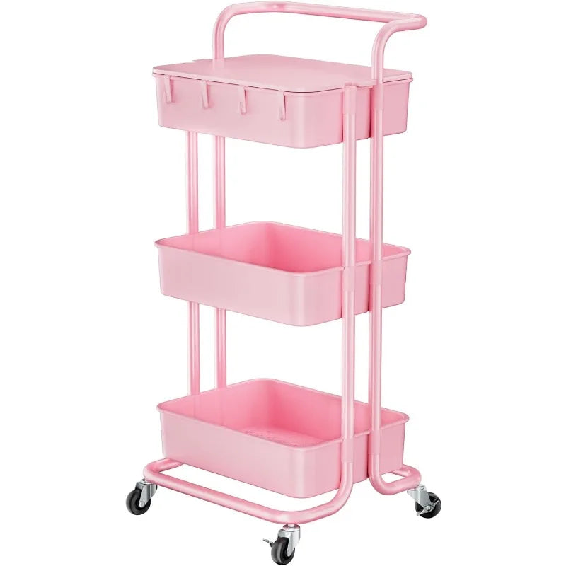 3 Tier Rolling Cart with Table Top, Utility Cart with Wheels - Shutter Shop Emporium