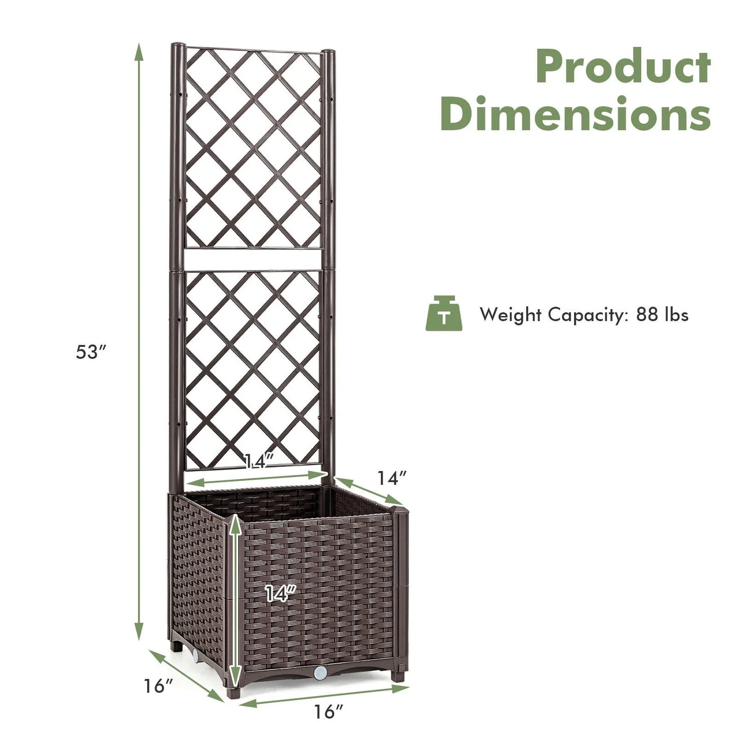 US High Trellis Planter Raised Garden Bed Box