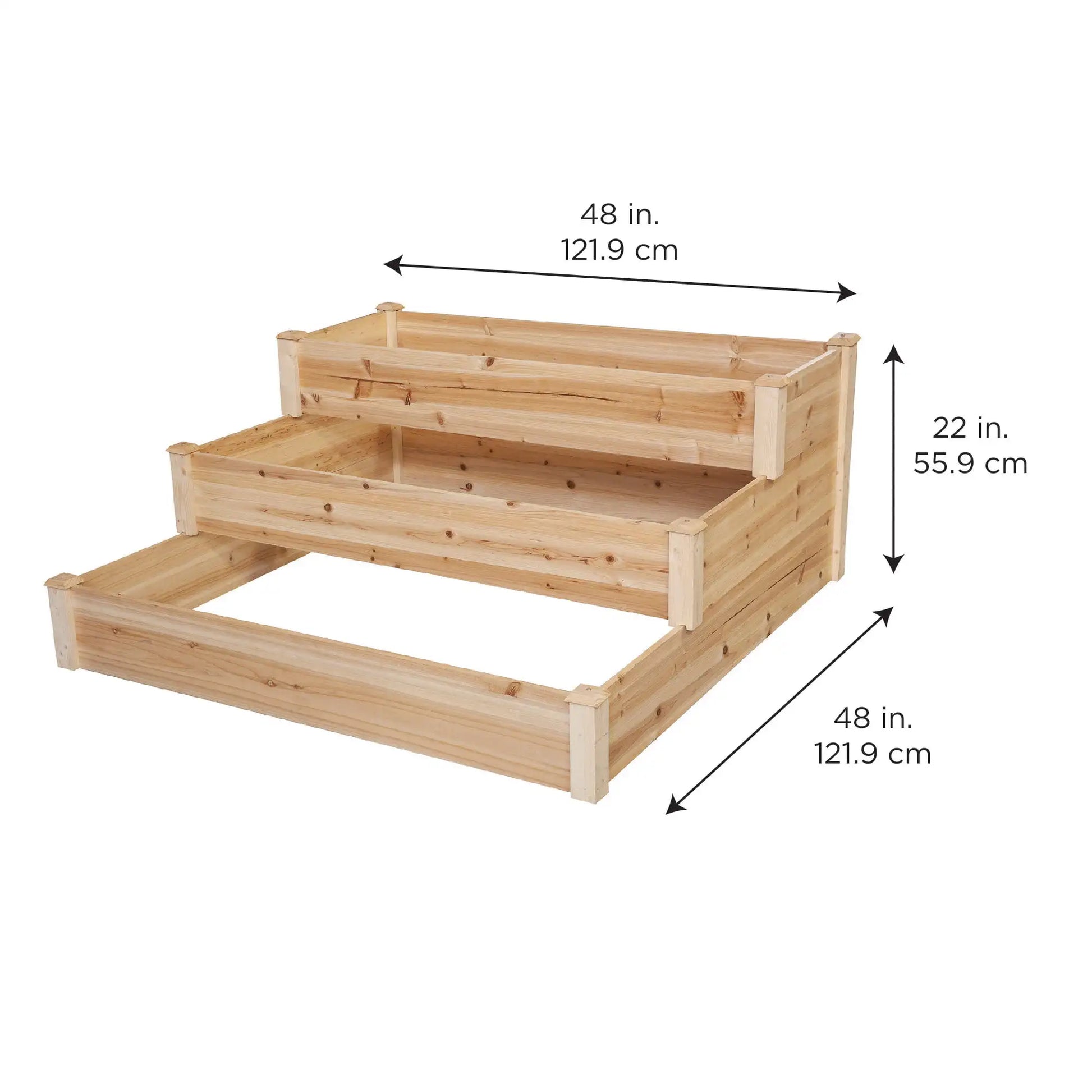 3 Tier Cedar Raised Garden Bed, Natural  Plant Pot - Shutter Shop Emporium