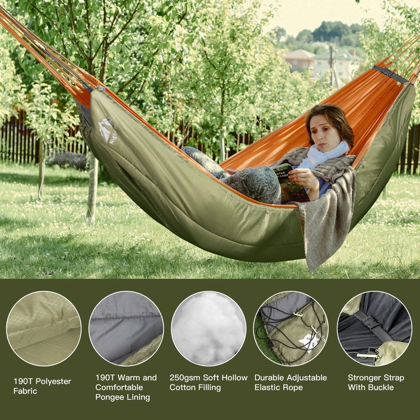 Camping Warm Underquilt Light Portable Outdoor Parachute Hammock - Shutter Shop Emporium