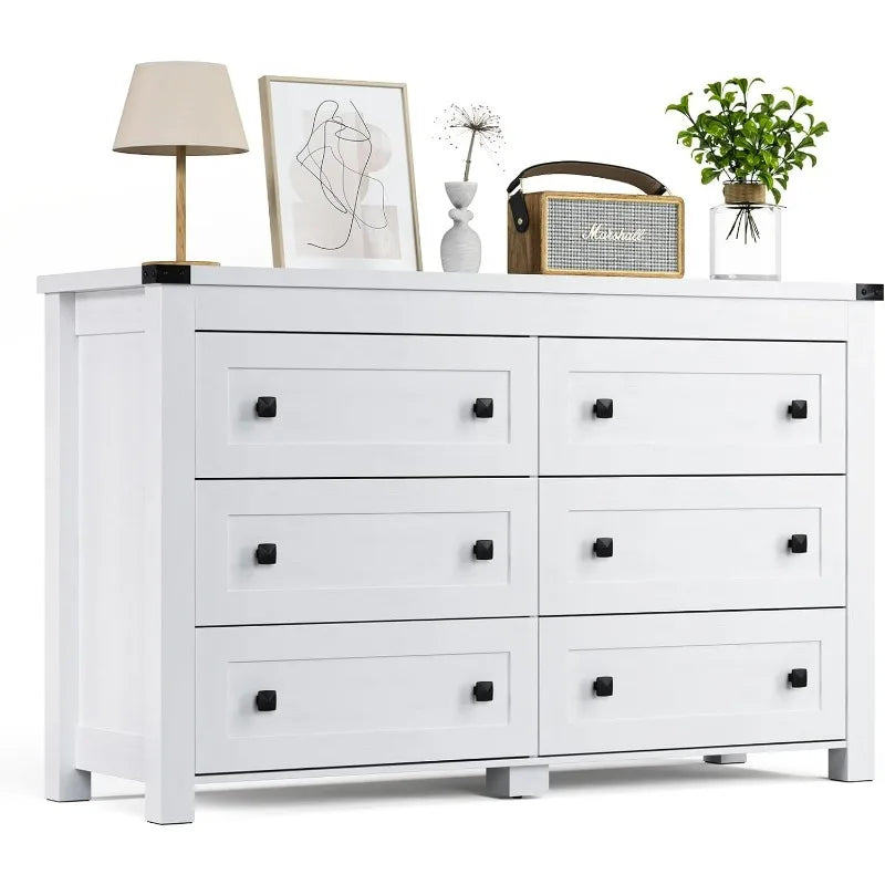 White Dresser for Bedroom with 6 Drawers - Shutter Shop Emporium