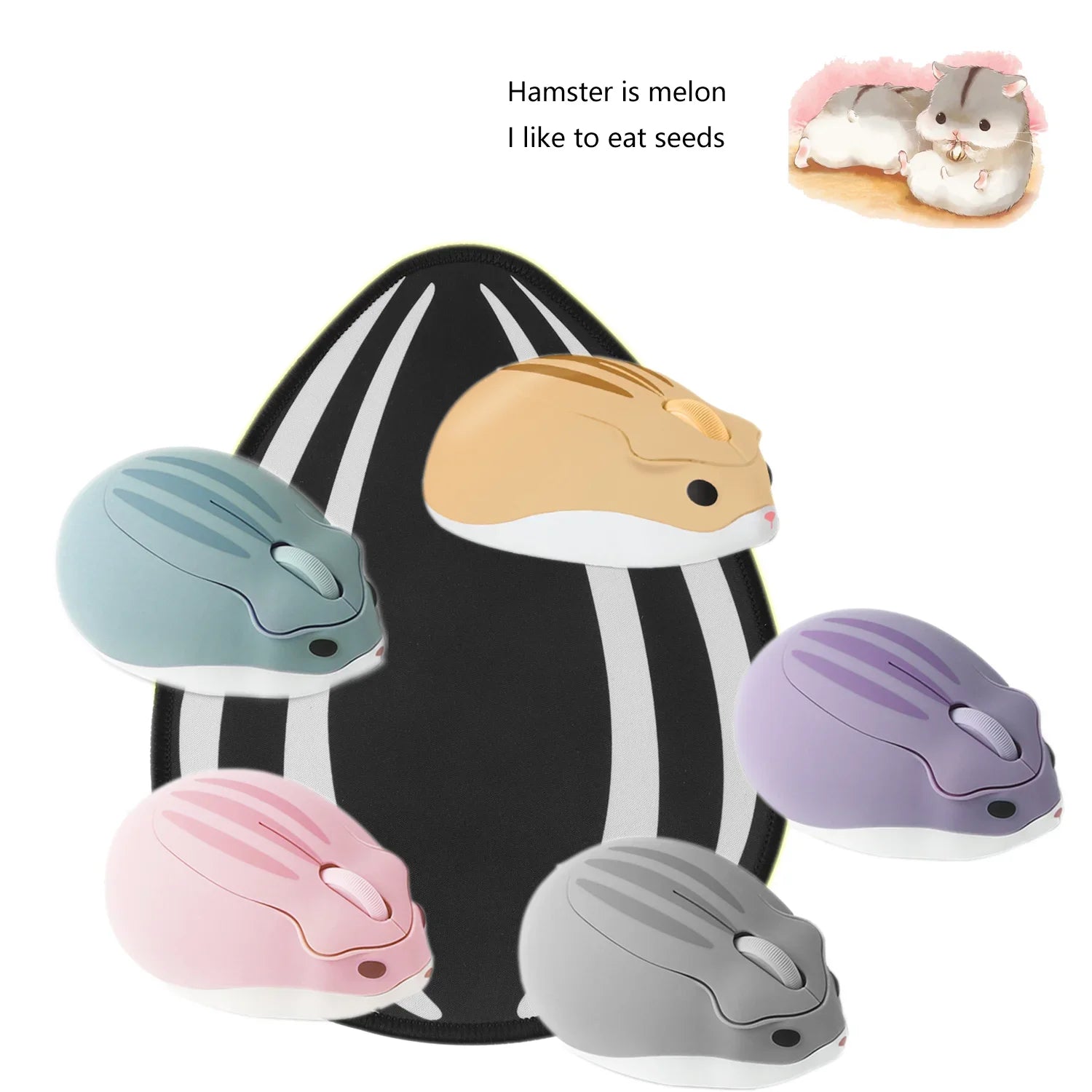 Free mouse pad 2.4G Wireless Cute Hamster Creative Cartoon Mouse - Shutter Shop Emporium