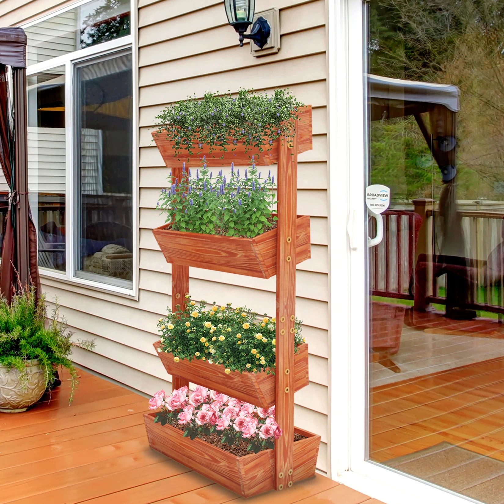 4-Tier Raised Garden Bed, Vertical Flower Pots Rack - Shutter Shop Emporium