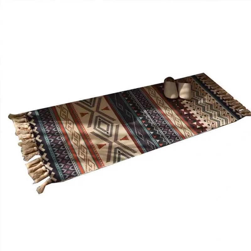 Linen Plaid Cotton Home Weave Carpets Bohemian Rug - Shutter Shop Emporium