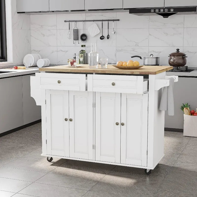 Rolling Mobile Kitchen Island Table on Wheels with Drawer and Storage - Shutter Shop Emporium