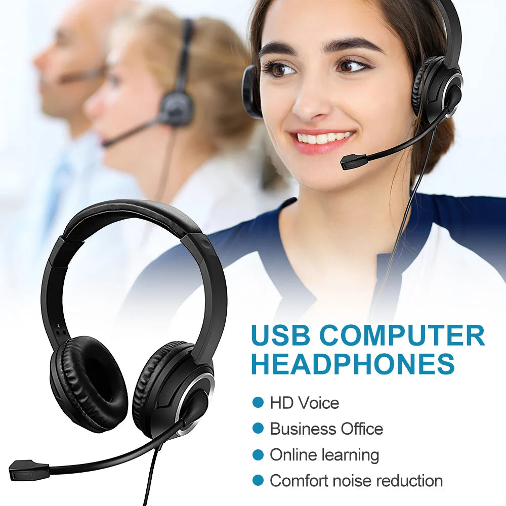 Wired USB Headset Call Center Headphones - Shutter Shop Emporium