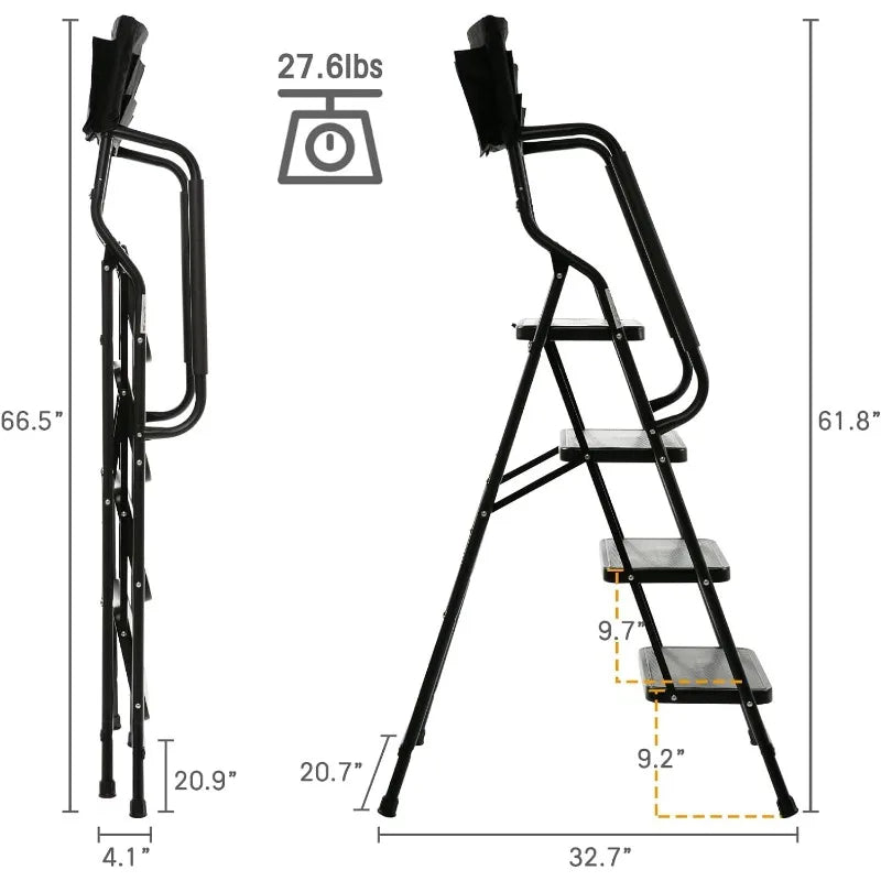 Step Ladder 4 Step with Handrails 500 lb Capacity - Shutter Shop Emporium