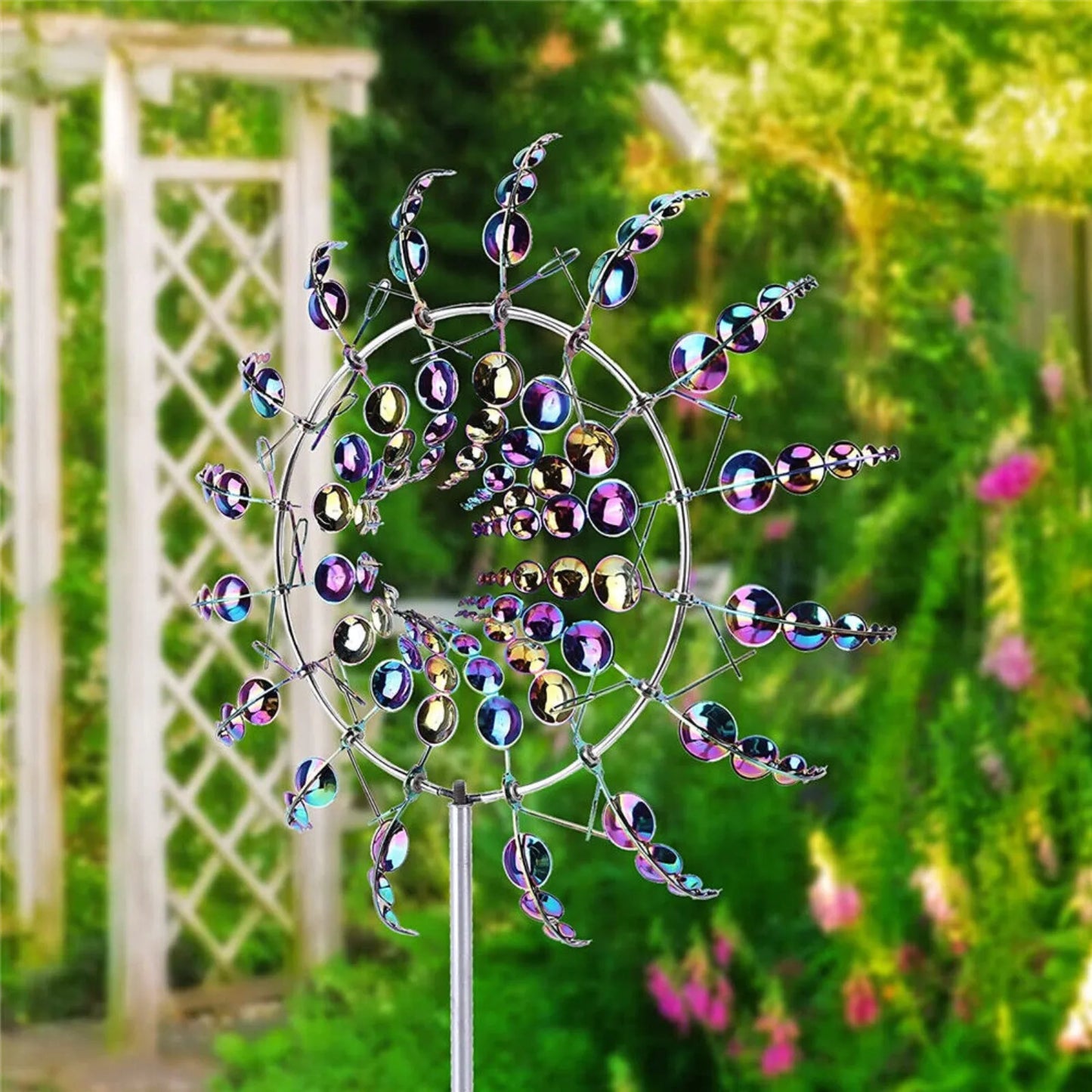 US Magical Wind Powered Kinetic Windmill Metal And Sculpture Spinner