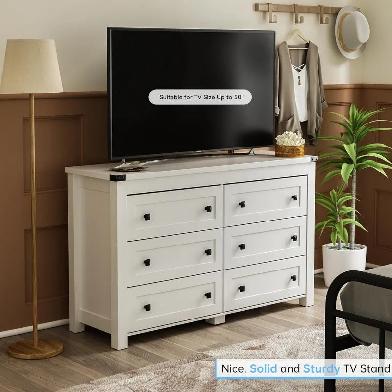 White Dresser for Bedroom with 6 Drawers - Shutter Shop Emporium