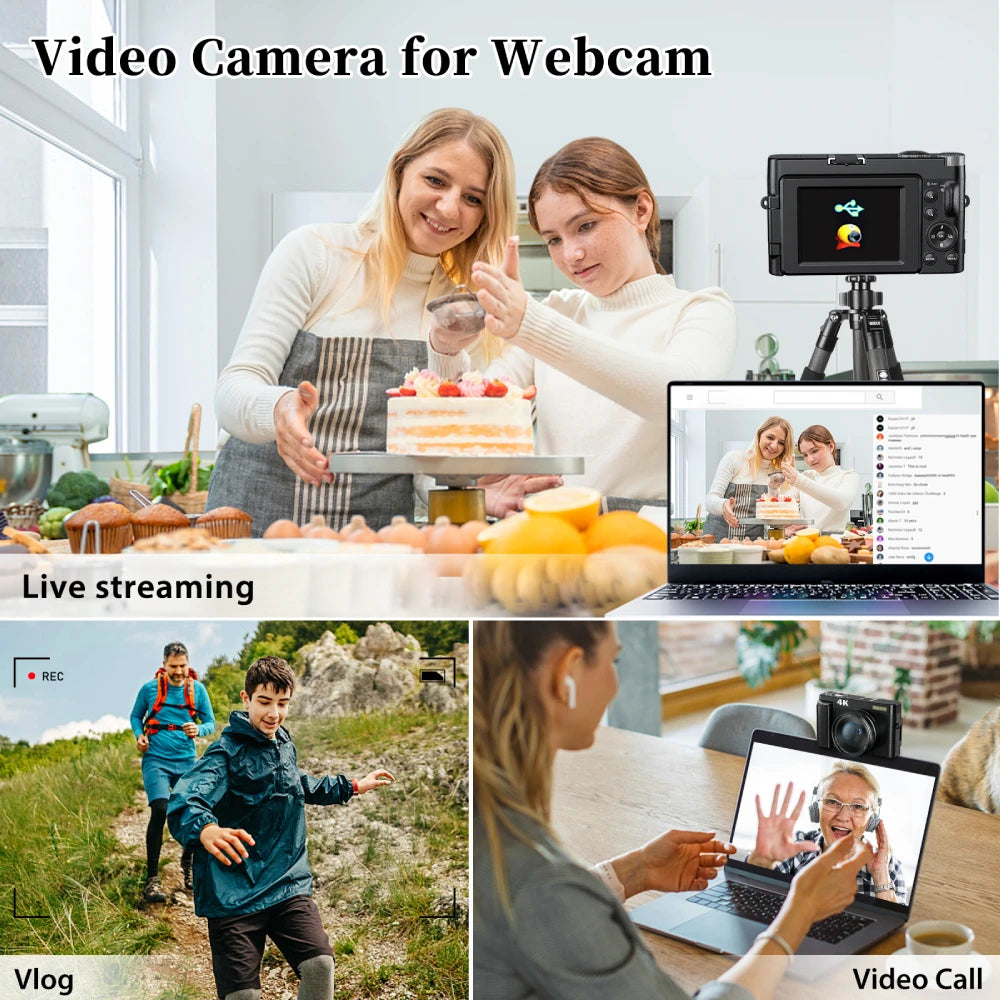 ZOSTUIC 4K Digital Camera for Photography Autofocus 48MP Vlogging Camera with 3'' 180°Flip Screen 16X Digital Zoom 4K Video Cam